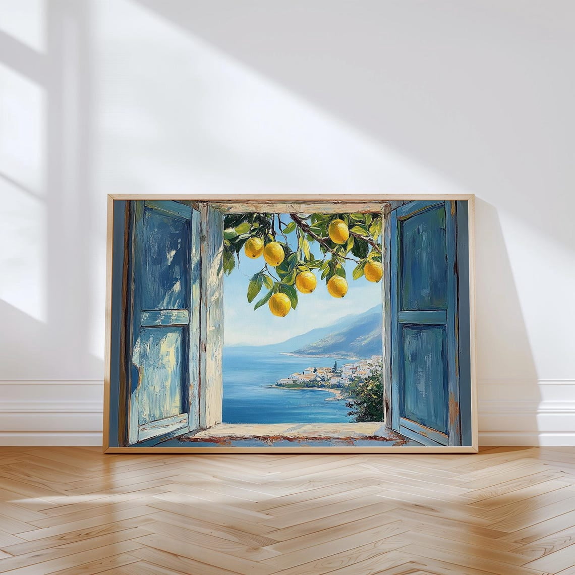 Sea Drawinds Mediterranean Sea Wall Art Print, Coastal Lemon Decor - Walmart.com