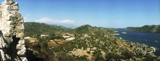 Mediterranean Sea viewed from the Byzantine Castle Kekova Lycia Antalya Province Turkey Canvas Art - Panoramic Images (30 x 12)
