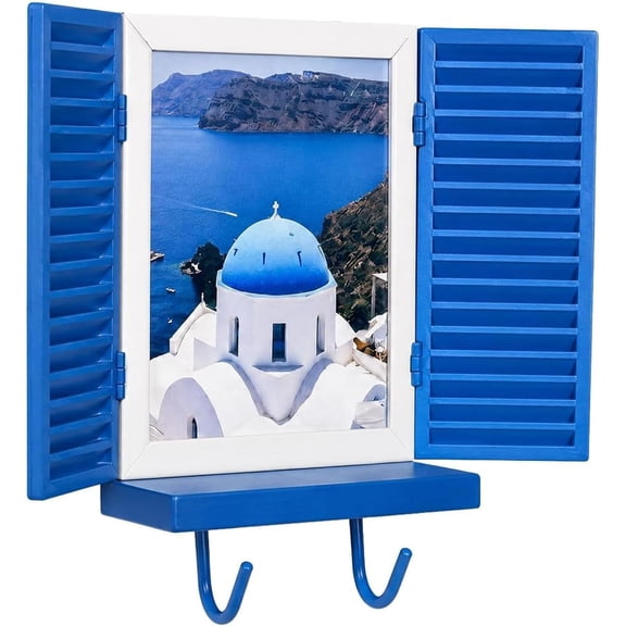 Mediterranean Shutter Frame, Wall Mounted Key Holder with Storage
