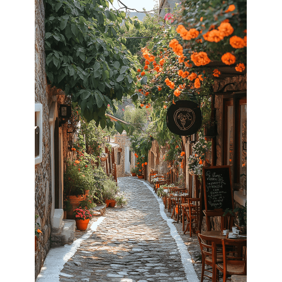 Mediterranean Street View Canvas Prints/Wall ArtSuitable for Living RoomBedroomDining RoomKitchen Decoration.