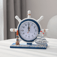 thumbnail image 1 of Mediterranean-Style Nautical Silent Tabletop Clock Wooden Clock Boat Wheel Rudder Rack Clock Beach Theme Clock Decorative Decor - sailboat, 1 of 5