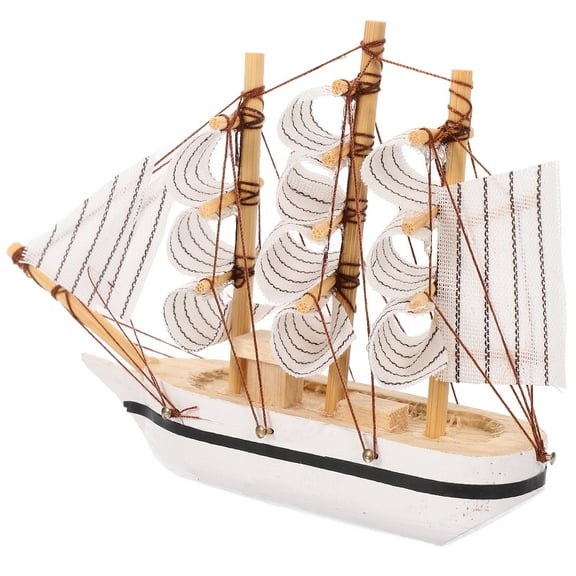 Mediterranean Style Mini Sailboat Decor Wooden Boat Model for Home Decoration .5 Inches
