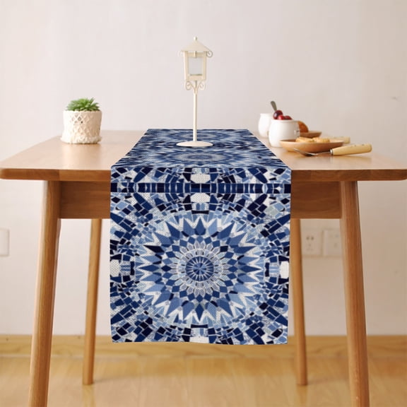 Mediterranean-Style Tile (2) Table Runner, Seasonal Fall Winter Kitchen Dining Table Decoration for Home Party Decor 13 x 90 Inch