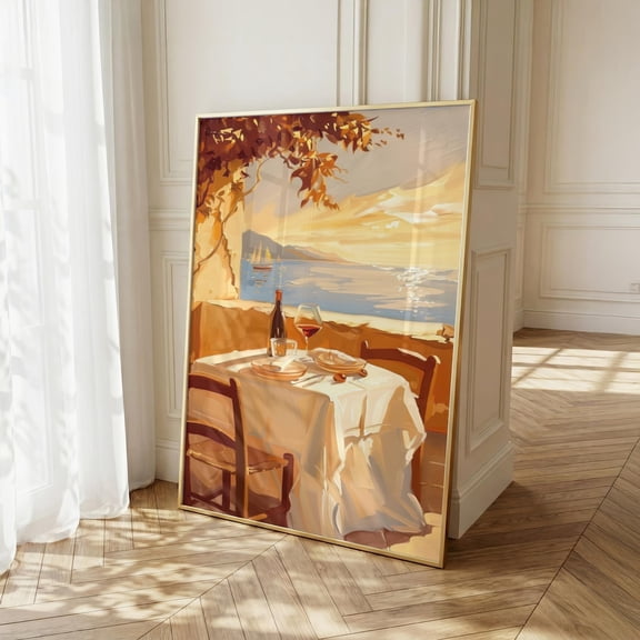 Mediterranean Summer Luxury Sea View Poster Unframed Paper Print