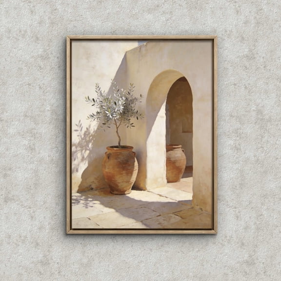 Mediterranean Terracotta Pots Olive Tree Print, Unframed Paper Poster 8x10in