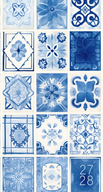 Mediterranean Tiles 2-Year 2027-28 3.5 X 6.5 Monthly Pocket Planner, (Paperback)