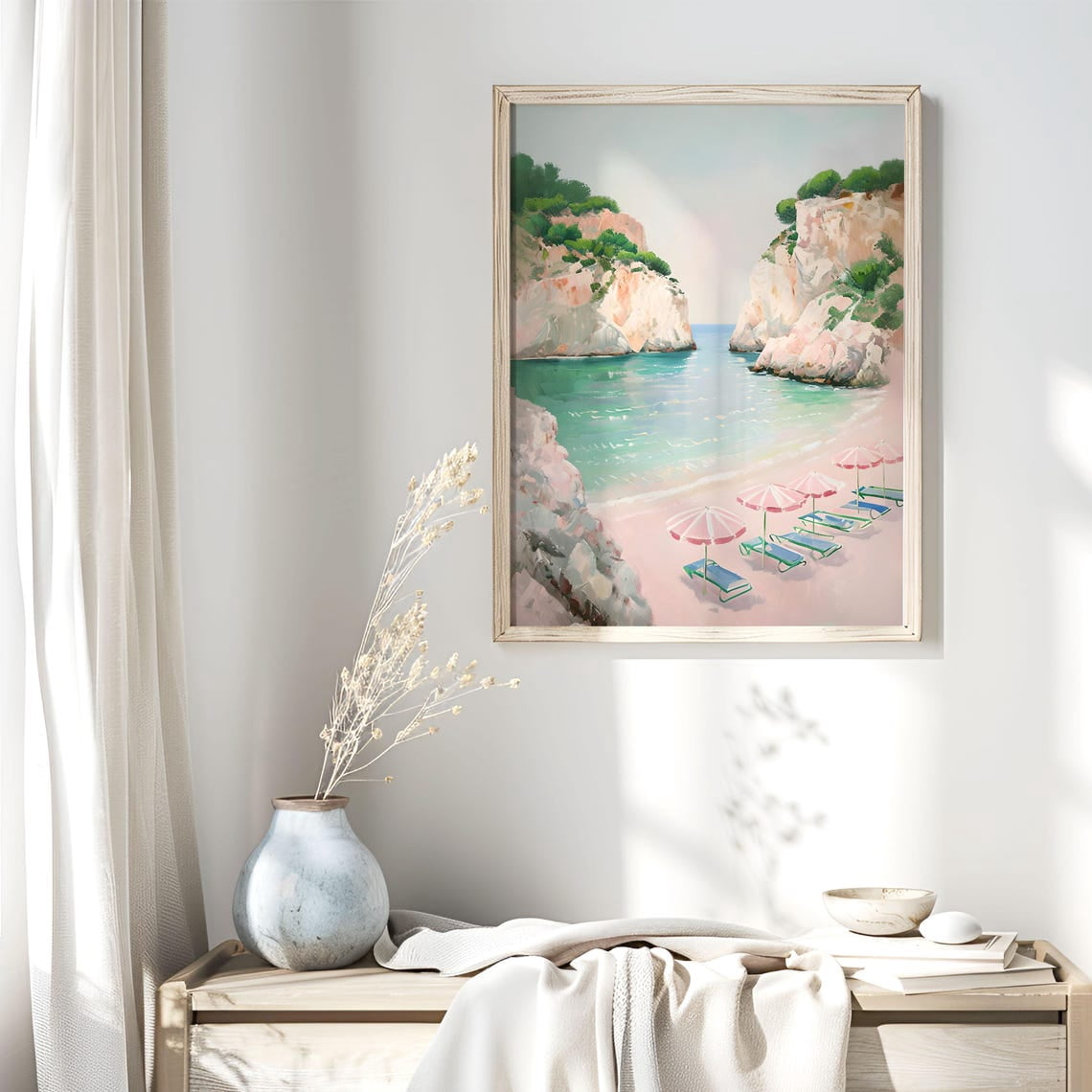 Mediterranean Travel Poster, Coastal Wall Art Poster, Colorful Seaside ...