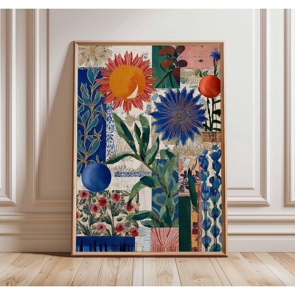 Mediterranean Vase Collage Plants Poster, Unframed Paper Poster 8x10in