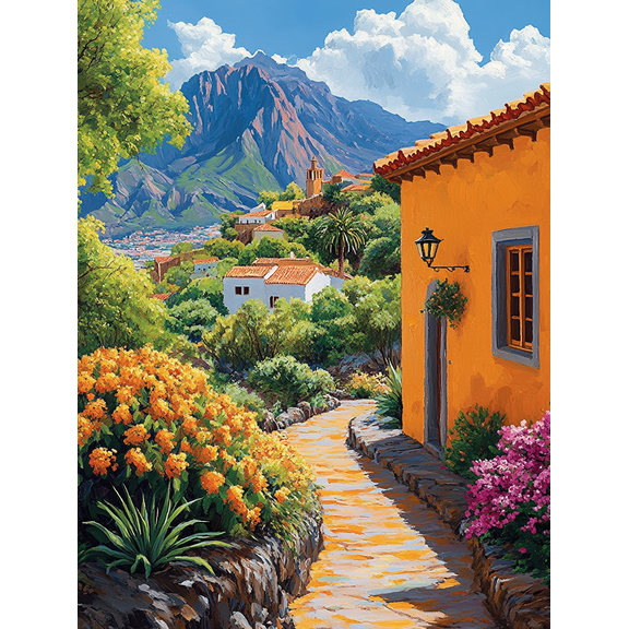 Mediterranean Village Landscape Canvas Wall ArtPerfect for Living Room Bedroom Kitchen Dining Room and Office Decoration.