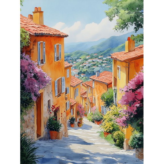 Mediterranean Village Wall Art/Canvas PrintSuitable for Living RoomBedroomKitchenBathroomOffice Decor