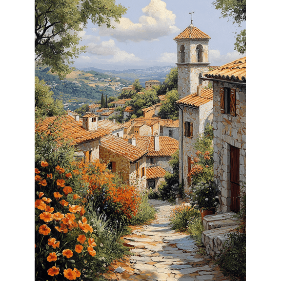 Mediterranean Village Wall Art/Canvas PrintSuitable for Living RoomBedroomKitchenOfficeHallway Decoration