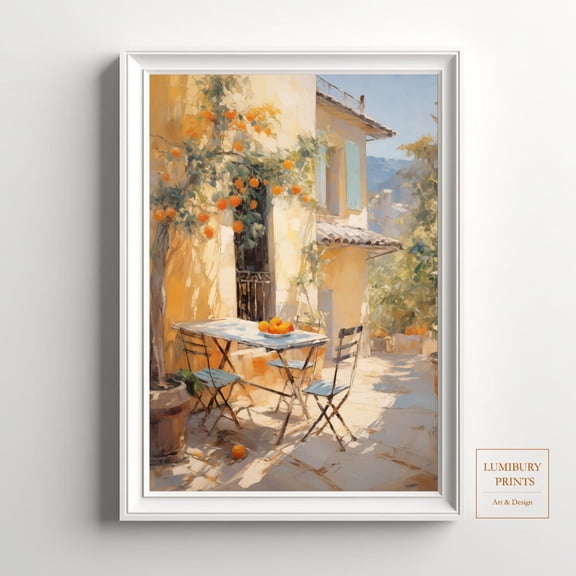 Mediterranean Wall Art, Orange Tree Art, Provence Wall Decor, Summer Kitchen Art, Vintage Fruit Art, French Country Decor, Home Decor #2067, Unframed Canvas Size 12x18