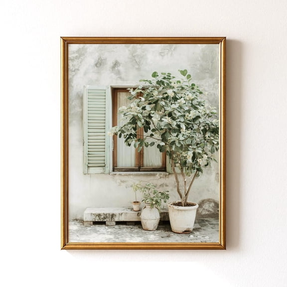 Mediterranean Window Shutter Print, Unframed Paper Poster 8x10in