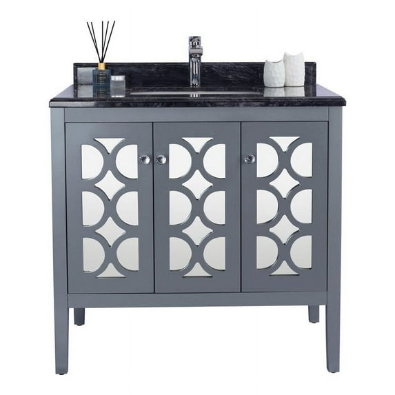 Mediterraneo - 36 - Grey Cabinet + Black Wood Counter
