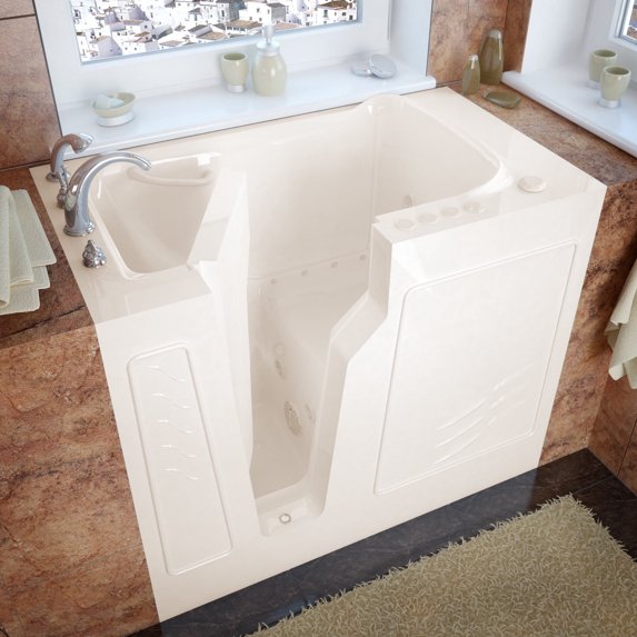 Meditub 2646Ld 46" Fiberglass Air / Whirlpool Walk In Tub For Alcove, Corner, Or Single
