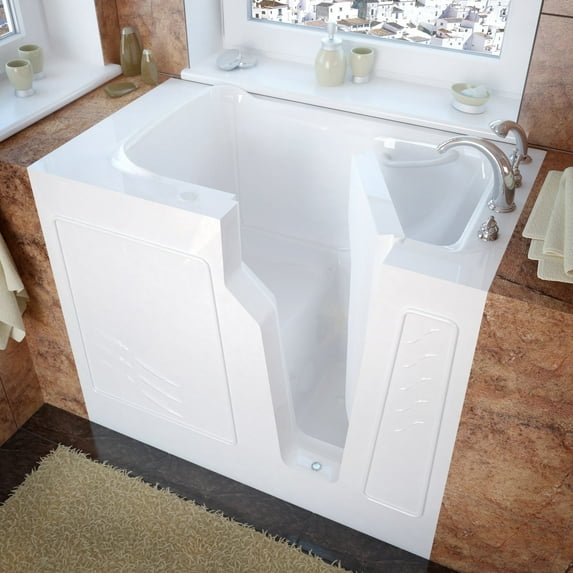 Meditub 2646Rs 46" Fiberglass Soaking Walk In Tub For Alcove, Corner, Or Single Wall