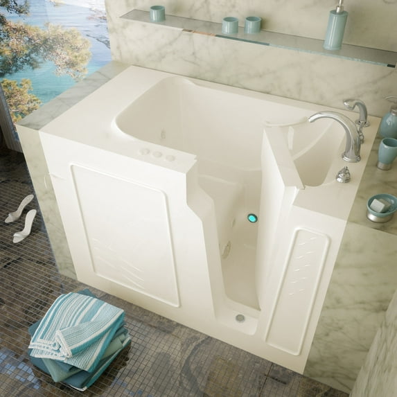 Meditub 2952Lh 52" Fiberglass Whirlpool Walk In Tub For Alcove Installations - Off White