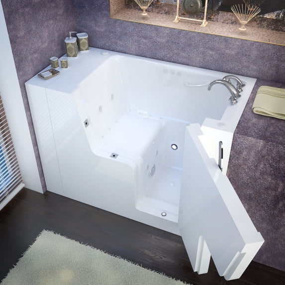 Meditub 2953Wcard 53" Fiberglass Air / Whirlpool Walk In Tub For Alcove Installations -