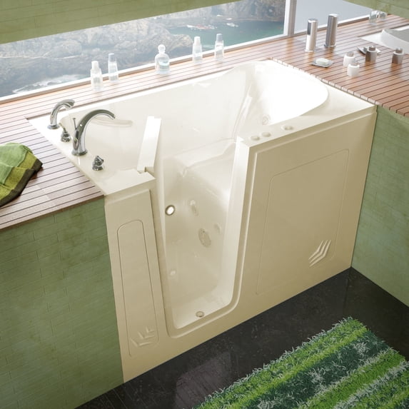 Meditub 3054Lh 54" Acrylic Whirlpool Walk In Tub For Alcove Installations - Off White