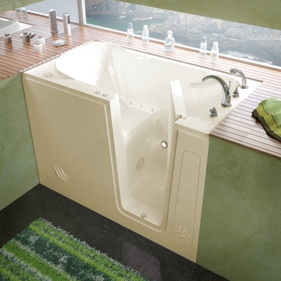 Meditub 3054Ra 54" Acrylic Air Walk In Tub For Alcove Installations - Off White