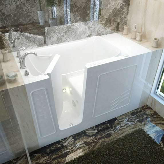 Meditub 3060Wild 60" Fiberglass Air / Whirlpool Walk In Tub For Alcove Installations -
