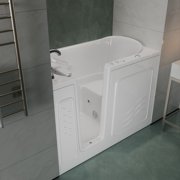 Meditub Collection 30 x 52 Whirlpool Jetted Bathtub with Left Drain in White with Powered Fast Drain