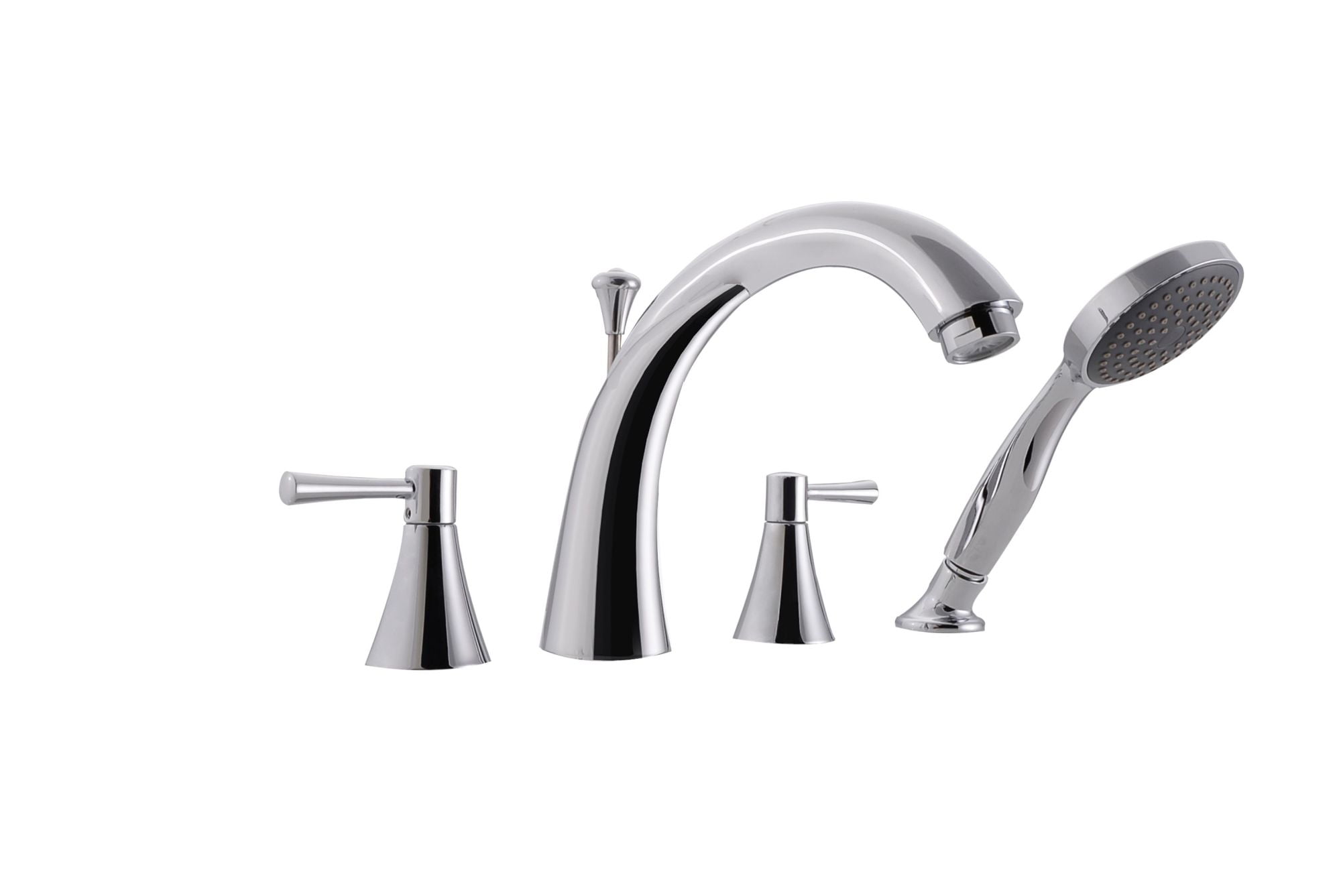 Polished Chrome Deck Mounted Tub Filler with Hand Shower