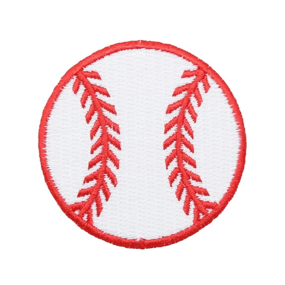 Medium 1-1/2" Baseball - White/Red Stitching - Iron on Applique/Embroidered Patch