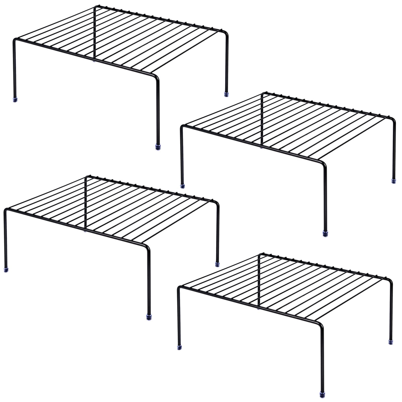 Medium (13.1 X 10.2 Inch) Cabinet Storage Shelf Rack  Kitchen Shelves Counter And Organizer For Fridge Bathroom Cupboard& Pantry (4 Black)