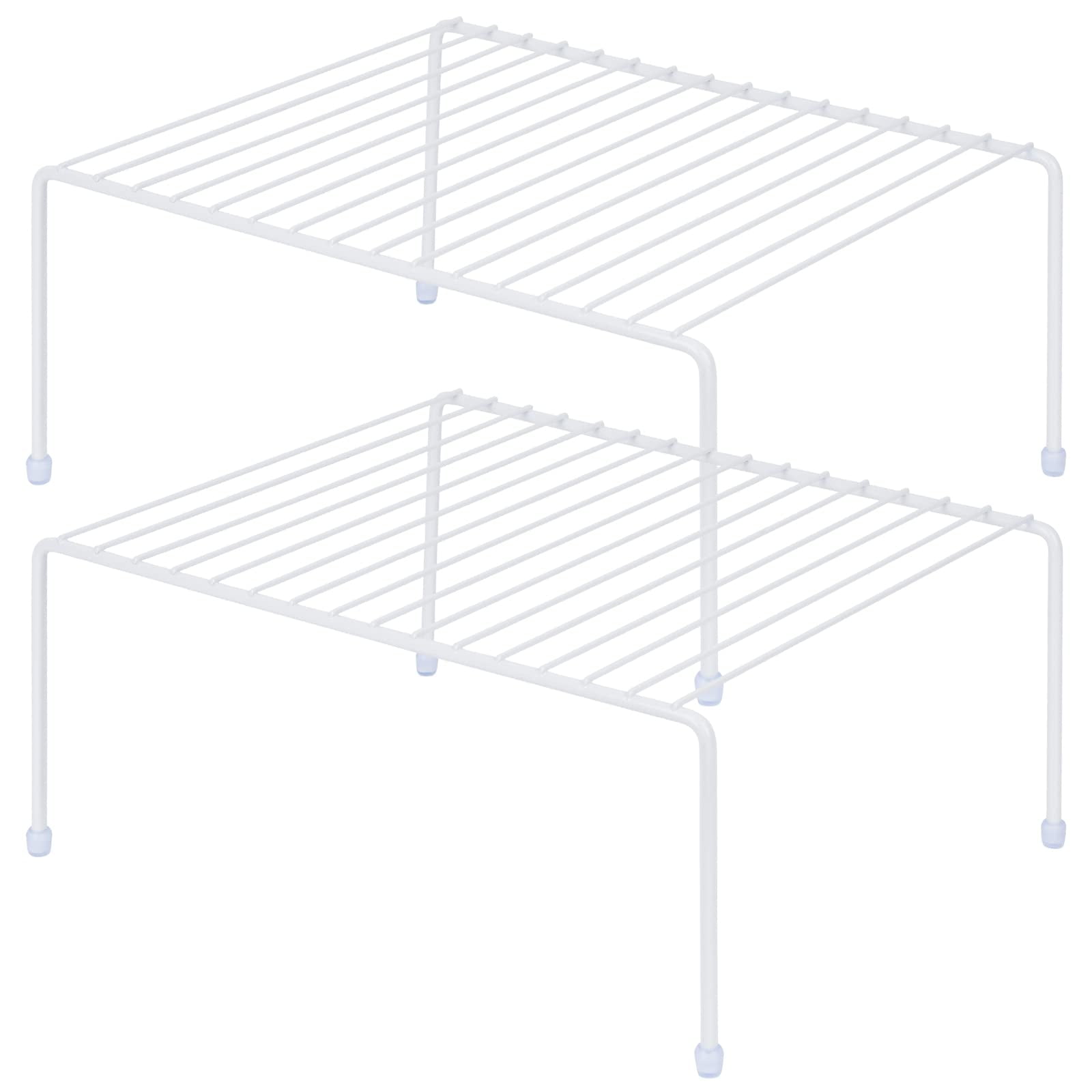 Medium (13.1 X 10.2 Inch) Cabinet Storage Shelf Rack  Shelves Kitchen Counter And Organizer For Fridge Bathroom Cupboard& Pantry (2 White)