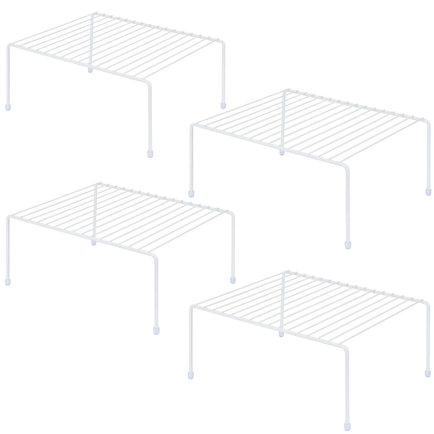 Medium (13.1 X 10.2 Inch) Cabinet Storage Shelf Rack  Shelves Kitchen Counter And Organizer For Fridge Bathroom Cupboard& Pantry (4 White)