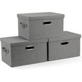 thumbnail image 1 of Medium 15" 21 Quart Collapsible Stackable Storage Bins with Lids, 3 Packs Grey Foldable Fabric Closet Boxes Heavy-duty Linen Cube Baskets Container for Bedroom Office (15 x 11 x 8), 1 of 13