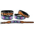 thumbnail image 1 of Medium 17''- 21'' Padded Leather Dog Collar Beaded Floral Hand Tooled 60170, 1 of 3
