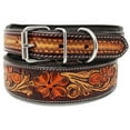 thumbnail image 1 of Medium 17''- 21'' Padded Leather Dog Collar Heavy Duty Floral Tooled 60FK19, 1 of 5