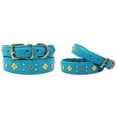 thumbnail image 1 of Medium 17''- 21'' Soft Genuine Leather Rhinestone Padded Dog Puppy Collar  60AA233TR, 1 of 2
