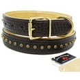 thumbnail image 1 of Medium 17''- 21'' Soft Genuine Leather Star Padded Dog Puppy Collar  60AA201BR, 1 of 2