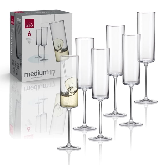 Medium 17 Champagne, 6 oz. Crystal Champagne Flute, Set of 6