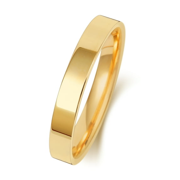 Medium 18k Gold 3mm Flat Court Comfort Men/Women Wedding Band/Ring