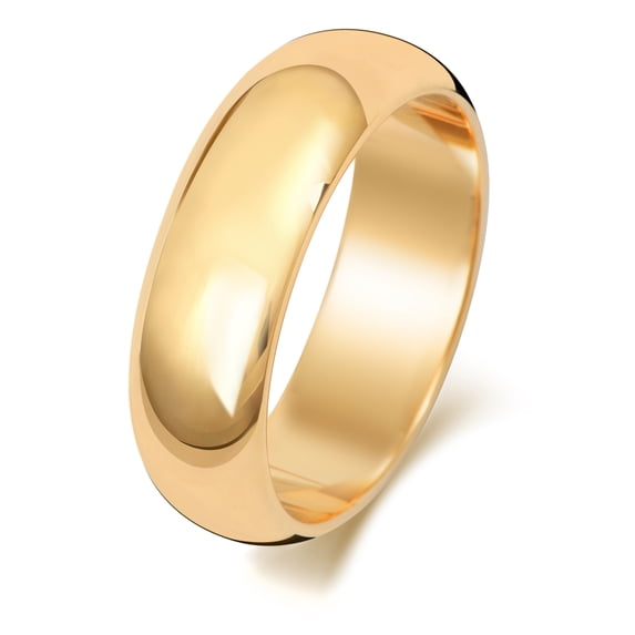 Medium 18k Gold 6mm D Shape Men/Women Wedding Band/Ring
