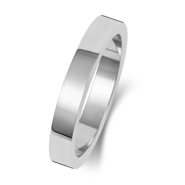 Medium 18k White Gold 3mm Flat Men/Women Wedding Band/Ring