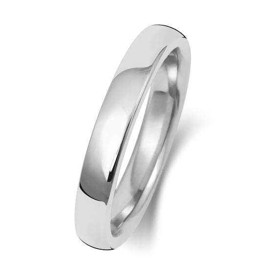 Medium 18k White Gold 3mm Soft Court Comfort Men/Women Wedding Band/Ring