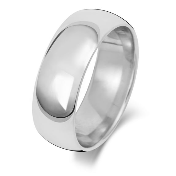 Medium 18k White Gold 8mm Court Comfort Men/Women Wedding Band/Ring
