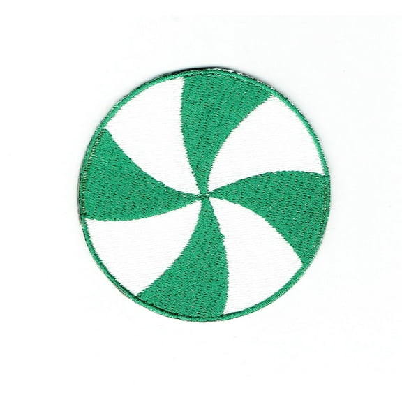 Medium - 2" - GREEN Peppermint Candy - Christmas - Iron on Applique/Embroidered Patch