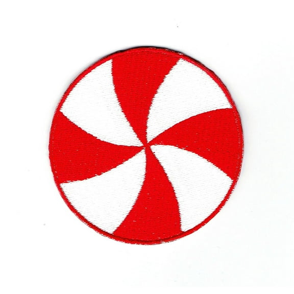 Medium - 2" - RED Peppermint Candy - Christmas - Iron on Applique/Embroidered Patch