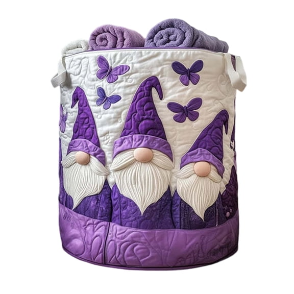 Medium 3D Quilted Round Laundry Basket – Sturdy Fabric Storage Bin for Bedroom & Bathroom Use (Size M, Pattern B)