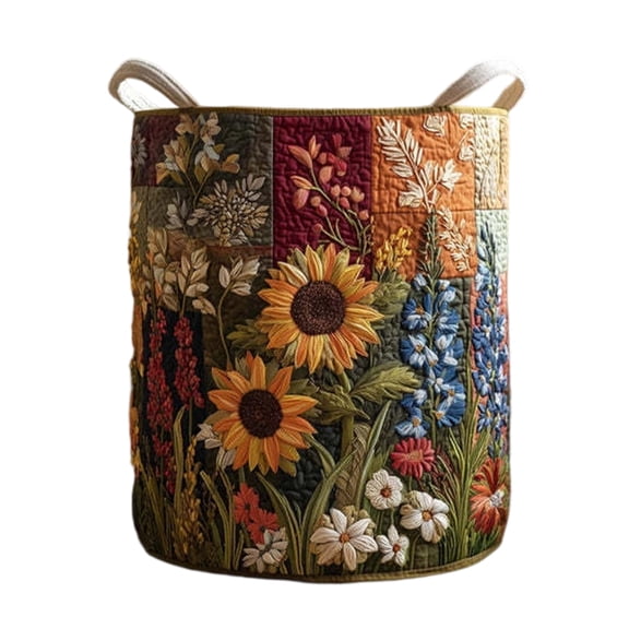 Medium 3D Quilted Round Laundry Basket – Sturdy Fabric Storage Bin for Bedroom & Bathroom Use (Size M, Pattern N)