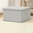 thumbnail image 1 of Medium 45x35x24cm Gray Foldable Clothes Storage Box, Wardrobe Organizer Bin, 1 of 7