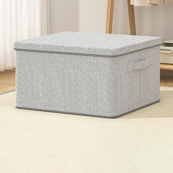 Medium 45x35x24cm Gray Foldable Clothes Storage Box, Wardrobe Organizer Bin