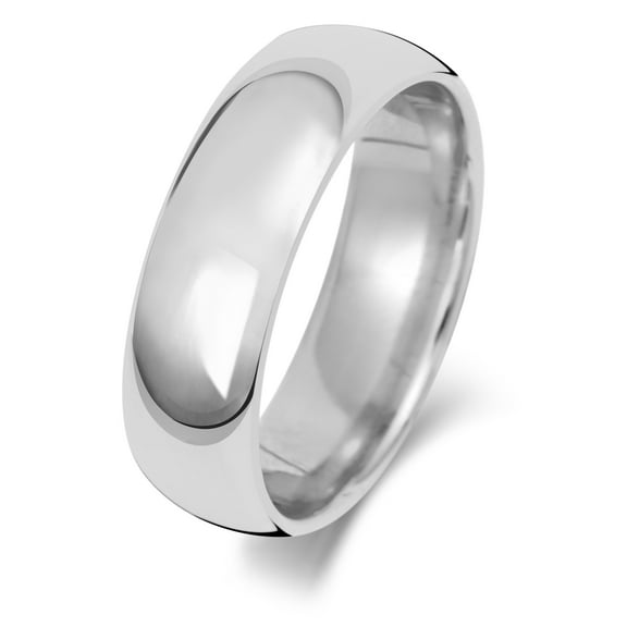 Medium 9k White Gold 6mm Court Comfort Men/Women Wedding Band/Ring