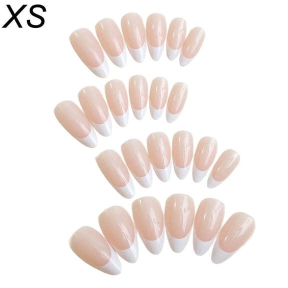Medium Almond French Tip Press On Nails, Glossy White Ombre Soft Gel Fake Nails Kit, Reusable Salon Quality False Nails for Women, Spring Vacation DIY Gift (10 Pcs)